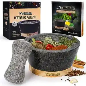 Moerser tortillada 16 cm xxl mit stoessel holz set gross