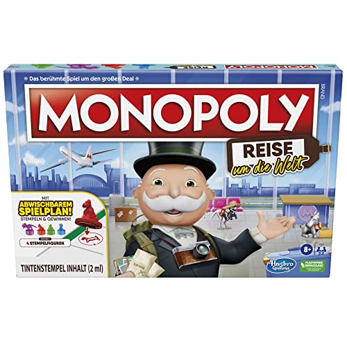 Monopoly Hasbro Reise um die Welt, Brettspiel für Kinder