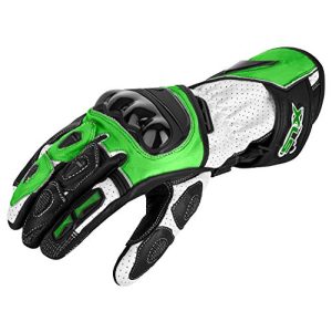 Мотоциклетные перчатки XLS кожаные с протекторами цвета Kawa Green (M)