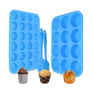 Moldes de silicona para moldes para muffins Bangp, paquete de 2 moldes de silicona para moldes para muffins