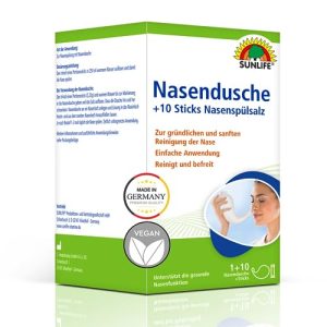 Ducha nasal Sunlife que incluye 1 x 10 barras de sal para enjuague nasal