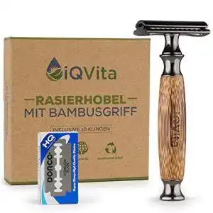 Nassrasierer iqvita premium rasierhobel mit griff aus bambus