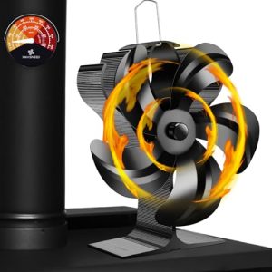 Ventilador de estufa Xmasneed ventilador para chimenea, 5 aspas, sin potencia