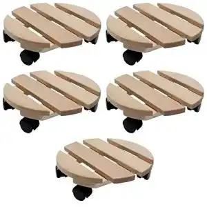 Pflanzenroller expo boerse holz massiv rund 30 cm bis 120 kg