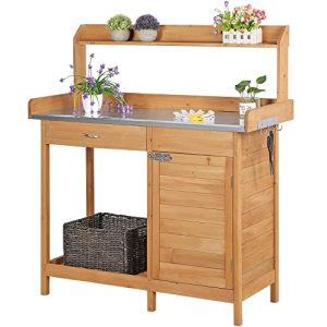 Yaheetech plant table with drawers & base cabinet