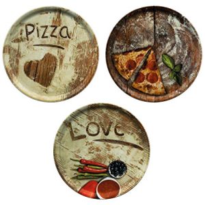 Assiette à pizza MamboCat, lot de 3 motifs décor complet Ø 33,3cm