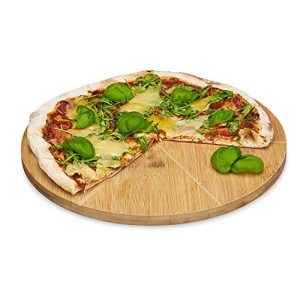 Prato para pizza Relaxdays bambu 33 cm de diâmetro, tábua de cortar