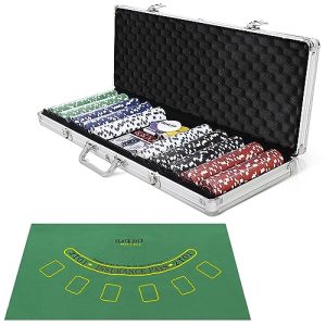 Pokeretui COSTWAY pokersæt med 500 laserchips, aluminium