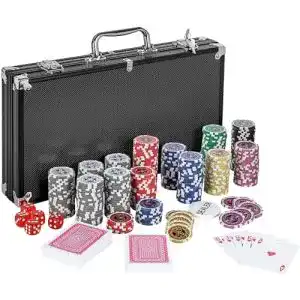 Pokerkoffer games planet mit 300 laser chips silver gold black