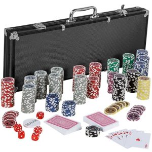 Estojo de pôquer GAMES PLANET com 500 fichas laser Prata/Dourado/Preto