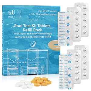 Testador de piscina LIVAIA cloro e pH: conjunto de 60 recargas de pastilhas de teste