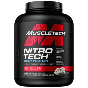 Протеиновый порошок MuscleTech Nitro Tech, печенье и сливки, 4 фунта, ЕС