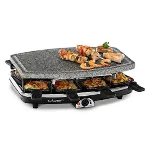 Raclette cloer 6430 grill mit naturstein 1200 watt 8 pfaennchen
