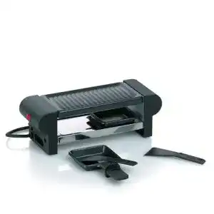Raclette kela 66490 mit grillplatte stahl antihaftbeschichtet