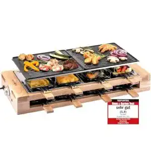 Raclette klamer 8 personen 1500w grill mit holzgestell