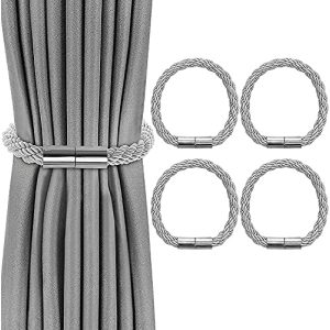 VEGCOO 4 styks magnetiske bindebånd, grå til gardiner