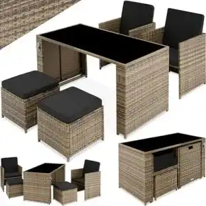 Rattan gartenmoebel tectake poly rattan sitzgruppe 5 teilig