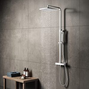 Système de douche à effet pluie KOMIRO avec thermostat, avec robinetterie