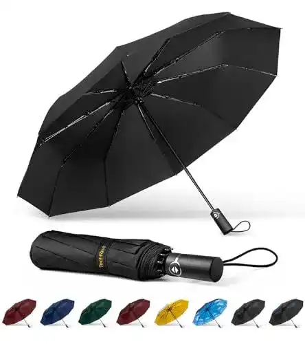 Regenschirm TechRise Taschenschirm sturmfest mit 10 Rippen