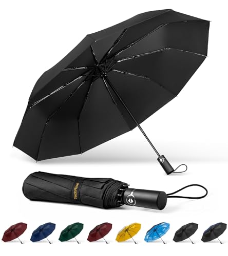 Regenschirm TechRise Taschenschirm Sturmfest Groß, 10 Rippen