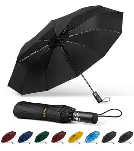 Regenschirm TechRise Taschenschirm sturmfest mit 10 Rippen