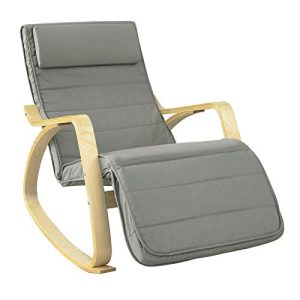 Chaise de relaxation SoBuy FST16-DG nouveau fauteuil à bascule réglable en 5 directions