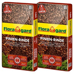 Rindenmulch Floragard Mulch Pinienrinde 25-40 mm 2×60 L grob