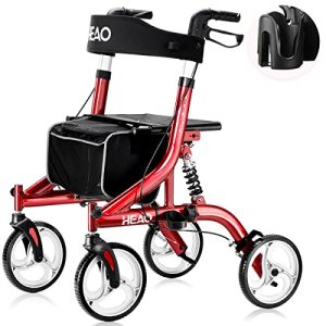 Andador con ruedas HEAO con asiento, adecuado para personas mayores