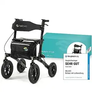 Rollator helavo mit luftbereifung fuer draussen faltbar aluminium