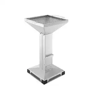 Saeulengrill thueros t2 plattenfuss edelstahl holzkohle gartengrill