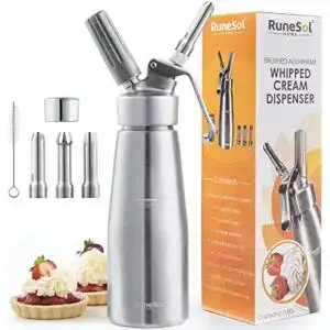 Sahnespender runesol aluminium 500ml edelstahl mit 3 tuellen