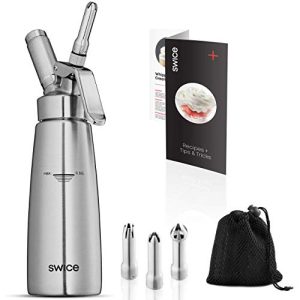 Swice cream dispenser made of stainless steel with S/S decorative tips