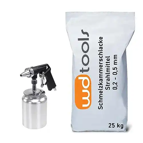 Sandstrahlgerät WD Tools Druckluft Sandstrahlpistole mit 25 kg Strahlgut