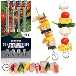 COM-FOUR ® 16x brochettes de shish kebab en acier inoxydable, 22 cm de long