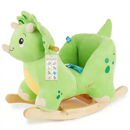 Bieco Plüsch Schaukeltier Dino Woody 60 cm mit Sicherheitsgurt