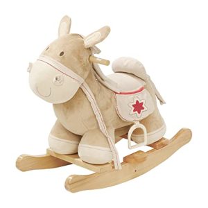 Rocking horse roba, rocking animal made of wood with fabric upholstery