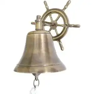 Schiffsglocke antik 2000 messing glocke brueniert mit steuerrad
