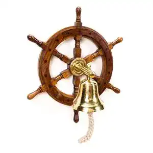 Schiffsglocke gr maritimes schiff steuerrad mit glocke messing
