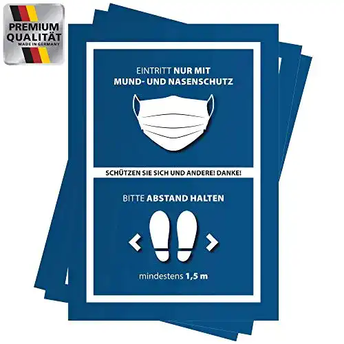 Hygieneregeln Schild mit Maskenpflicht – Set aus 3 Aufklebern
