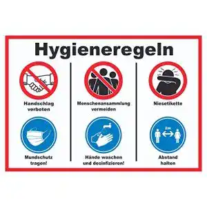 Schild hygieneregeln hb druck hygieneregeln symbol und text