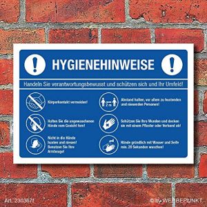 Regras de higiene do escudo WERBEPOINT. Assine instruções de higiene