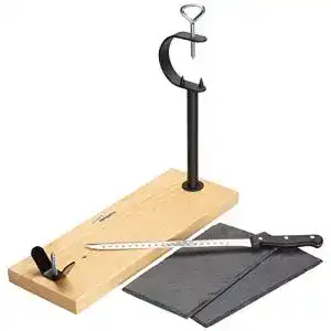 Schinkenhalter steelblade aus lackiertem holz schinkenmesser