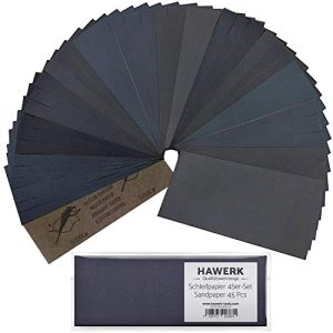 Papier de verre Hawerk Profi Set 80-3000 grain, 45 pièces, humide