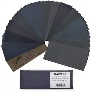 Schleifpapier hawerk profi set 80 3000 koernung 45 stueck nass