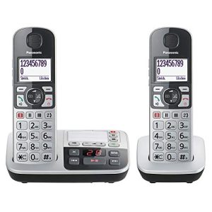 Dúo de teléfonos inalámbricos Panasonic KX-TGE522GS DECT personas mayores