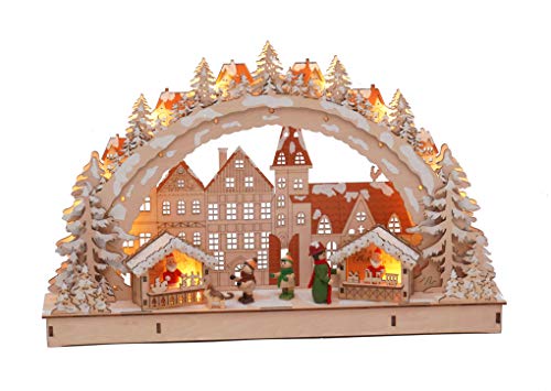 Schwibbogen Spetebo LED Holz 45×28 cm, Weihnachtsmarkt