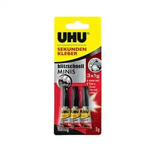 Sekundenkleber uhu blitzschnell minis fluessig 3x original
