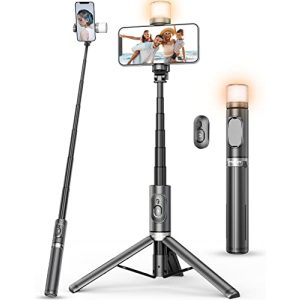 Palo selfie Pnitri trípode palo selfie con luz giratoria