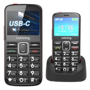 téléphone portable senior ukuu sans contrat avec station de recharge USB-C de 2,3 pouces
