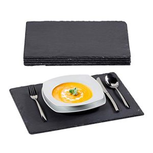 Serving plate Relaxdays slate plate in a set of 6, large